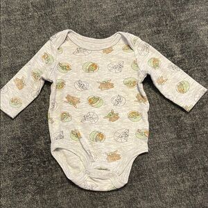 Star Wars Baby Yoda Patterned Gray Bodysuit